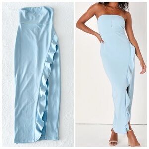 Lulus | Dresses | Nwot Lulus After Hours Light Blue Strapless Ruffled Maxi Dress Medium | Poshmark Lulus | Dresses | Nwot Lulus After Hours Light Blue Strapless Ruffled Maxi Dress Medium | Poshmark